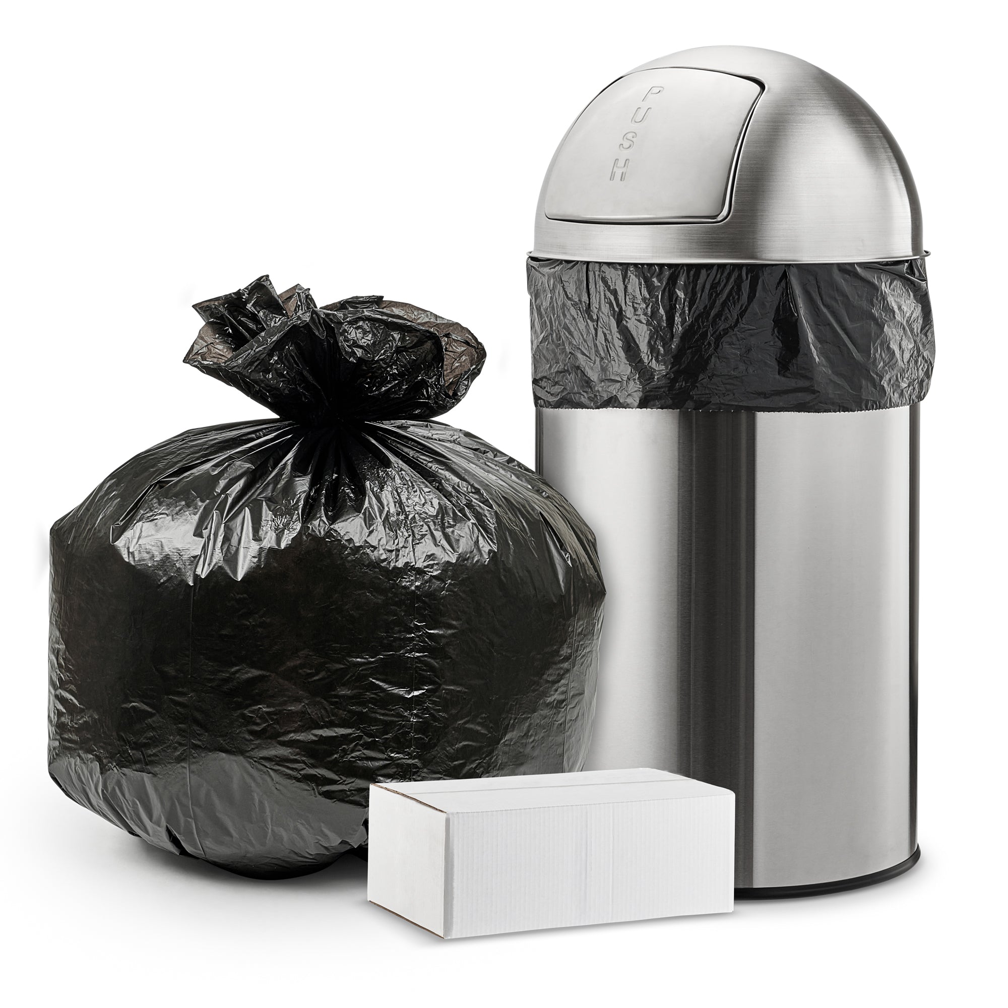 10-12 Gallon 8Mic Black Trash Bag | Central Poly